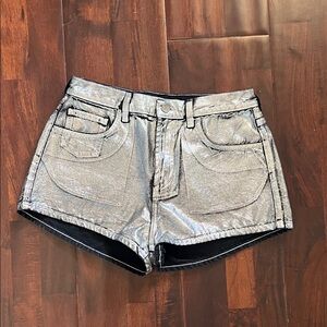 Shimmering Silver Jean Shorts